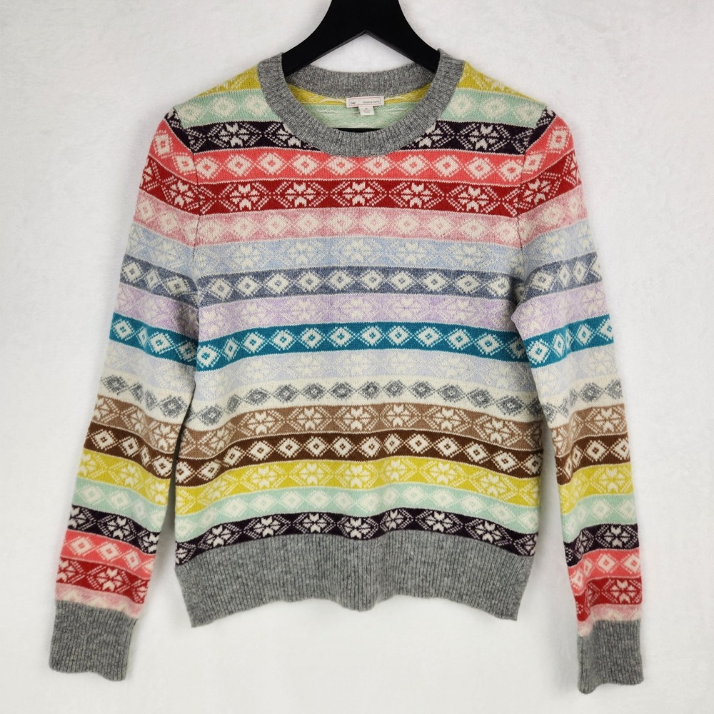 Gap Sweater Womens Medium M Multi Color Fair Isle Lambswool Blend Cabin Nordic